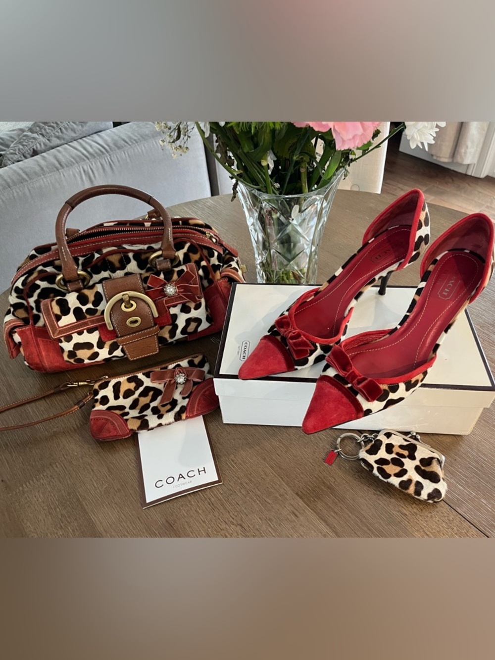 Coach Oselot-calf hair/suede  Handbag, wristlet & coin purse set